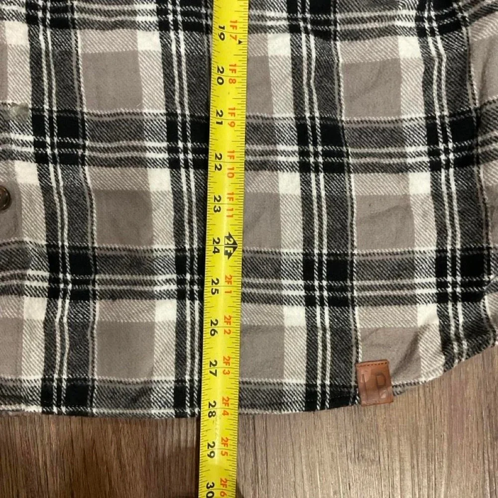 Little Bipsy black, white, and gray plaid button-up shirt